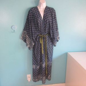 World Market Blue Batik Robe OS